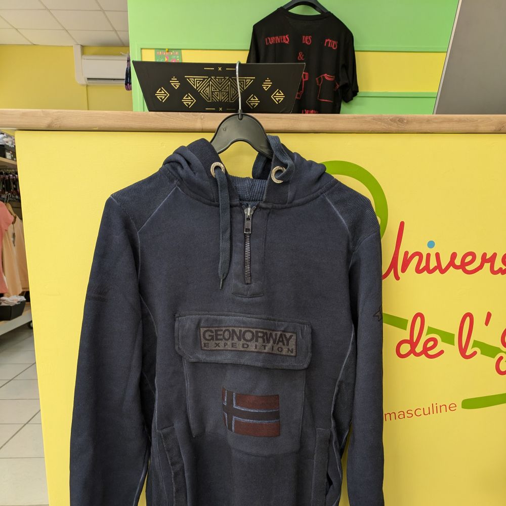 SWEAT A CAPUCHE GEONORWAY EXPEDITION BLEU MARINE