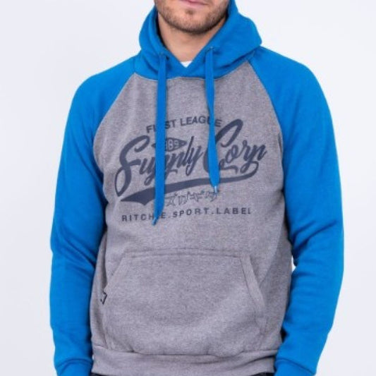 SWEAT A CAPUCHE RITCHIE GRIS ET BLEU