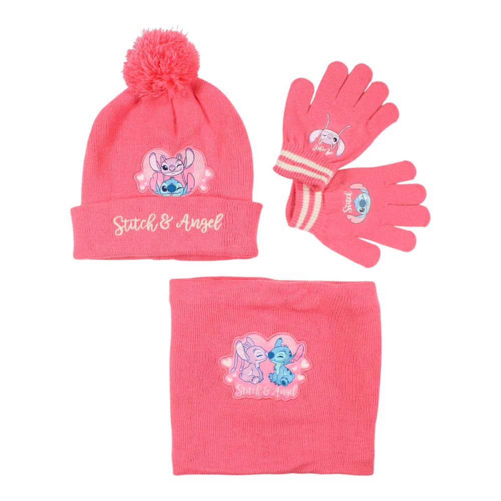 ENSEMBLE 3 PIECES  BONNET GANT ET SNOOD DISNEY STITCH