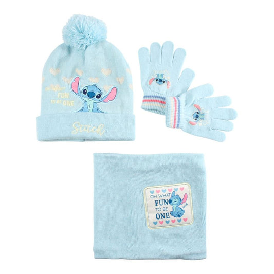 ENSEMBLE 3 PIECES  BONNET GANT ET SNOOD DISNEY STITCH