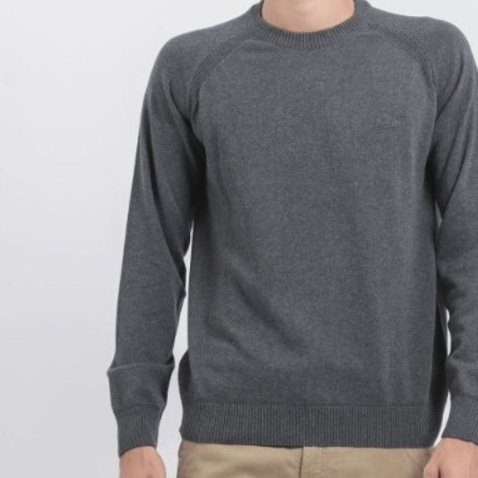 Pull col rond pur coton Ritchie gris